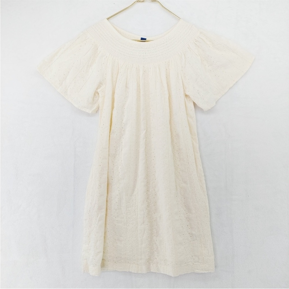 Old navy ivory eyelet floral minimalist natural lightweight mini dress tunic